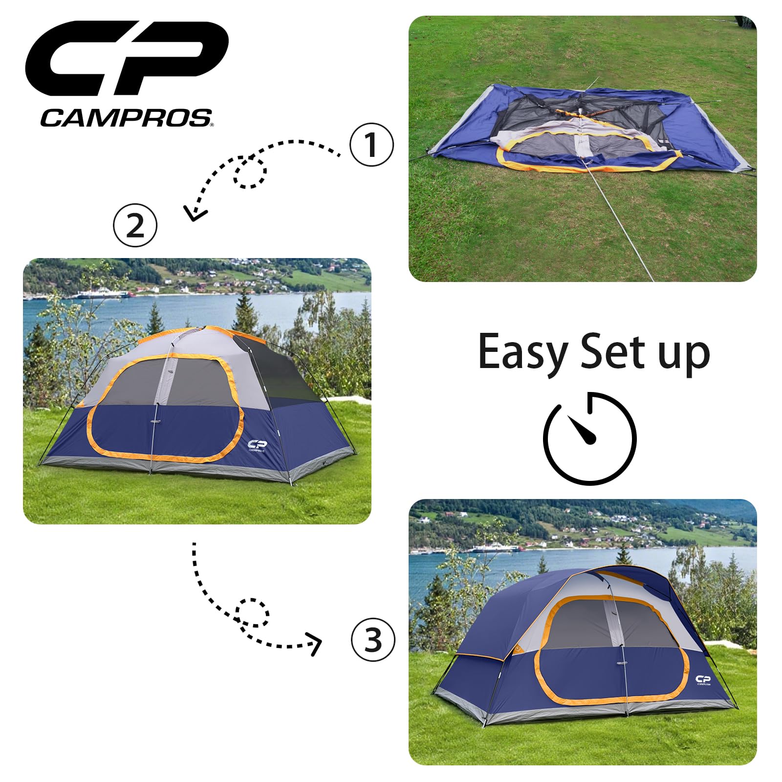 CAMPROS CP tent gear pockets help organize essentials inside.
