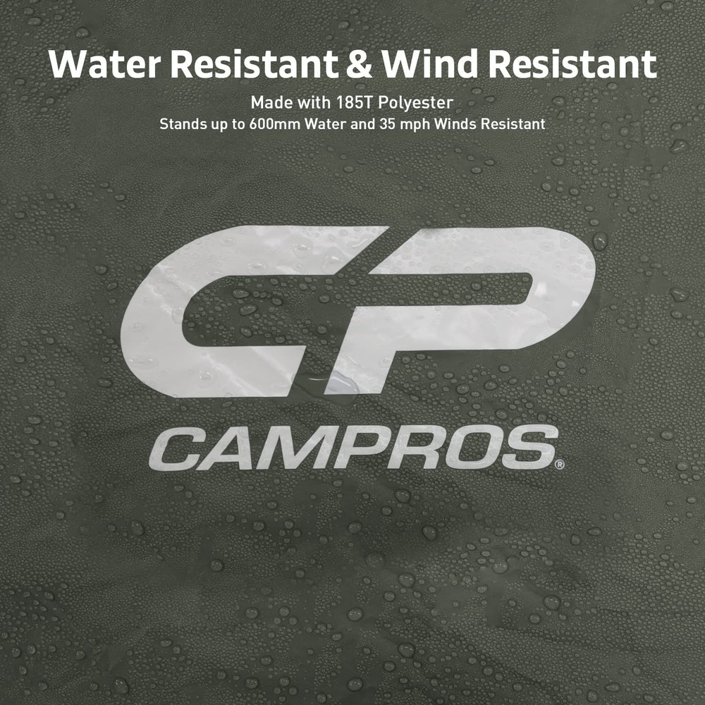 CAMPROS CP tent quick setup with dual-zipper doors for easy access