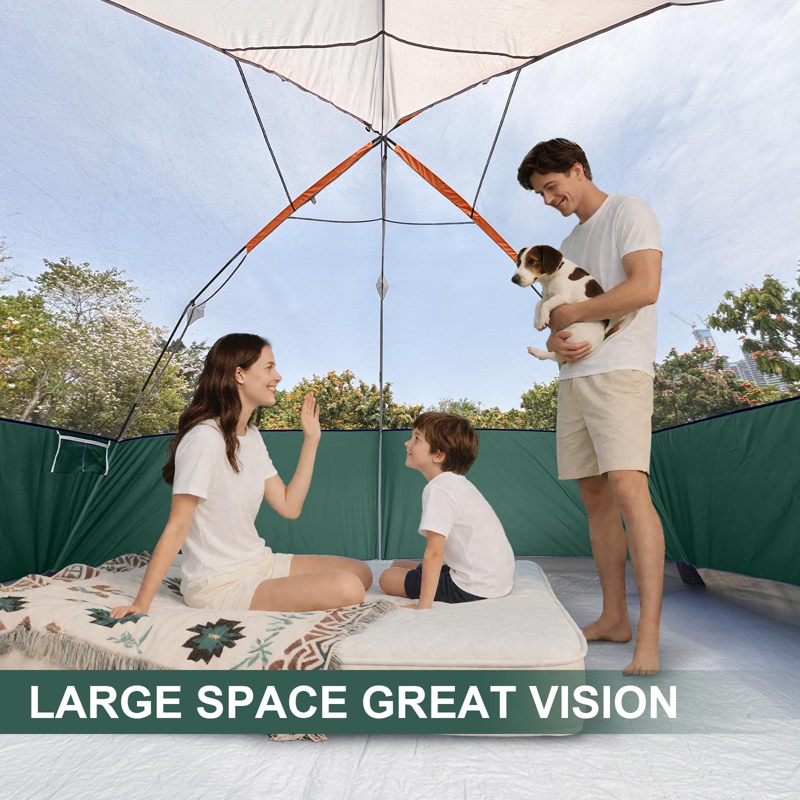 Campros CP tent vestibule area offers gear storage and entry shade.