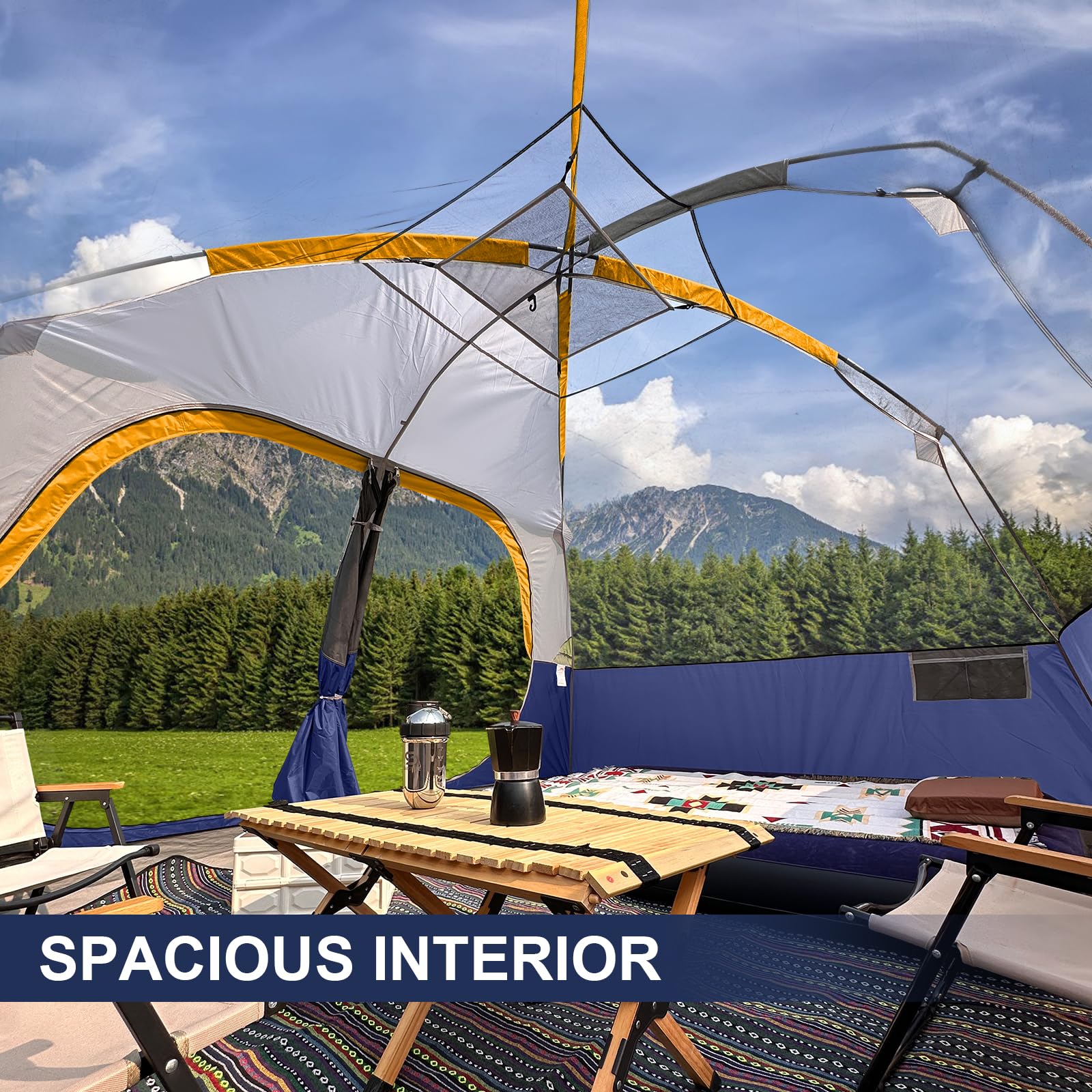 CAMPROS CP tent vestibule rain protection keeps gear sheltered.