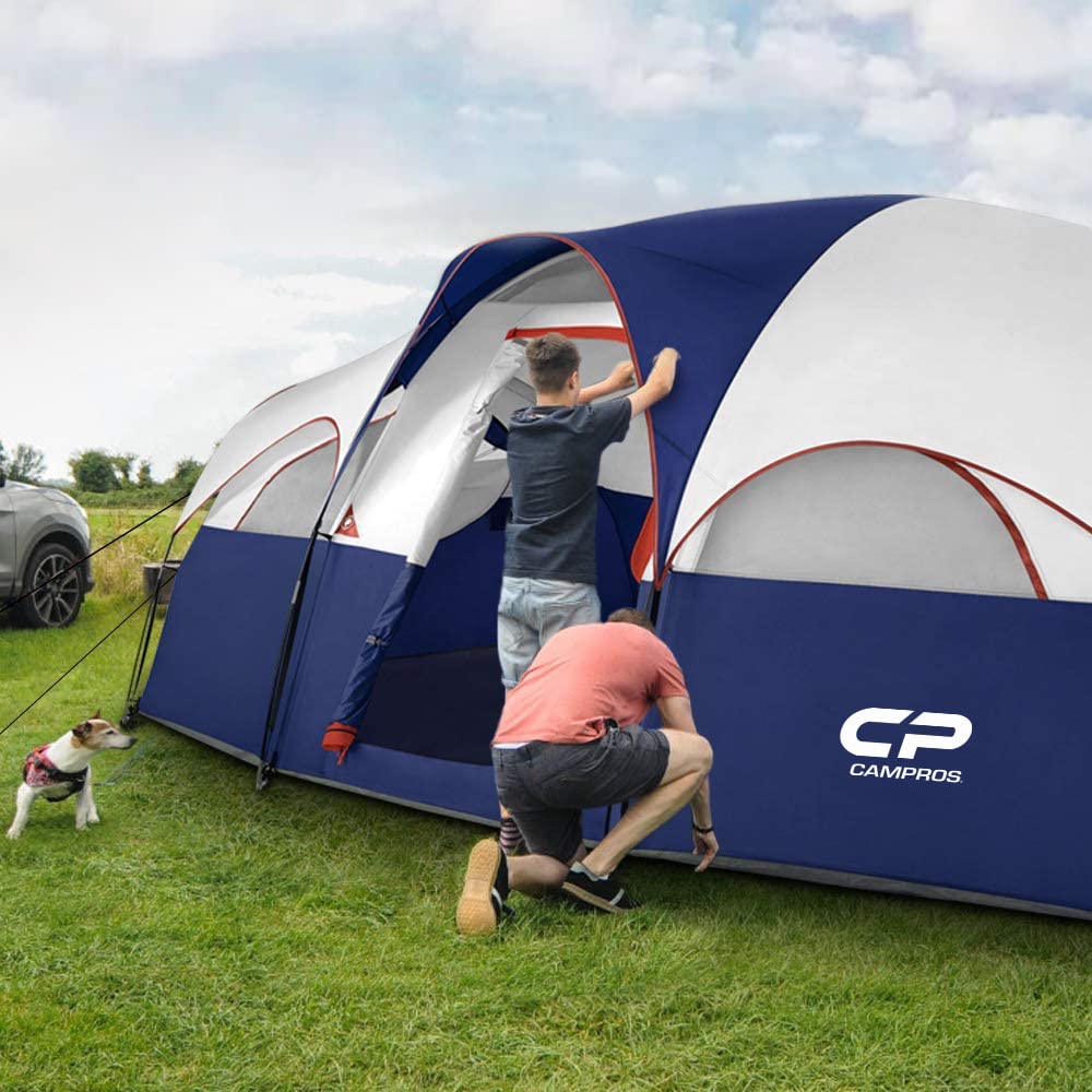 CAMPROS CP tent-8person blue double-layer shell enhances weather protection and durability.