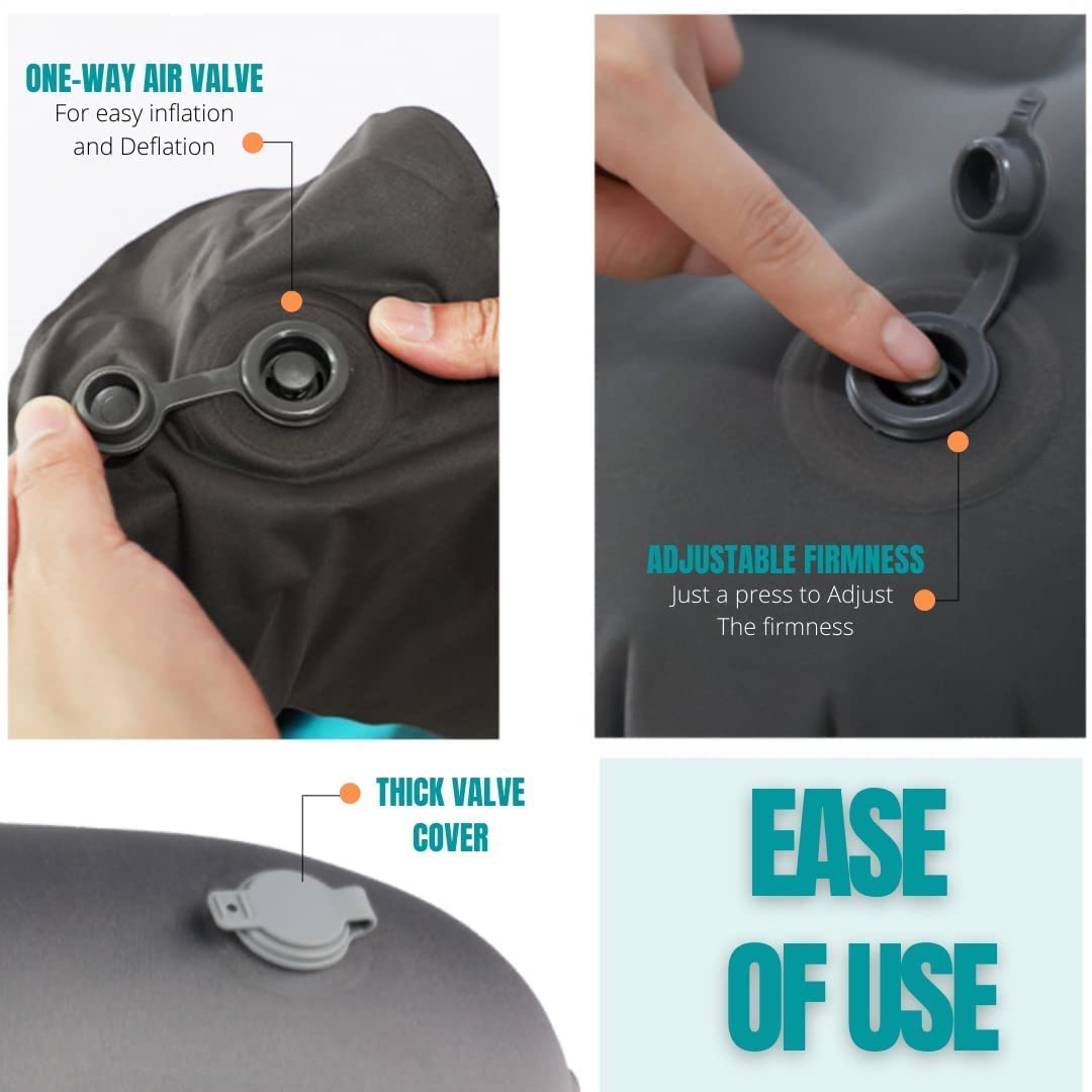 CAMPWAY Ultralight Pillow in travel setup with backpack ready.