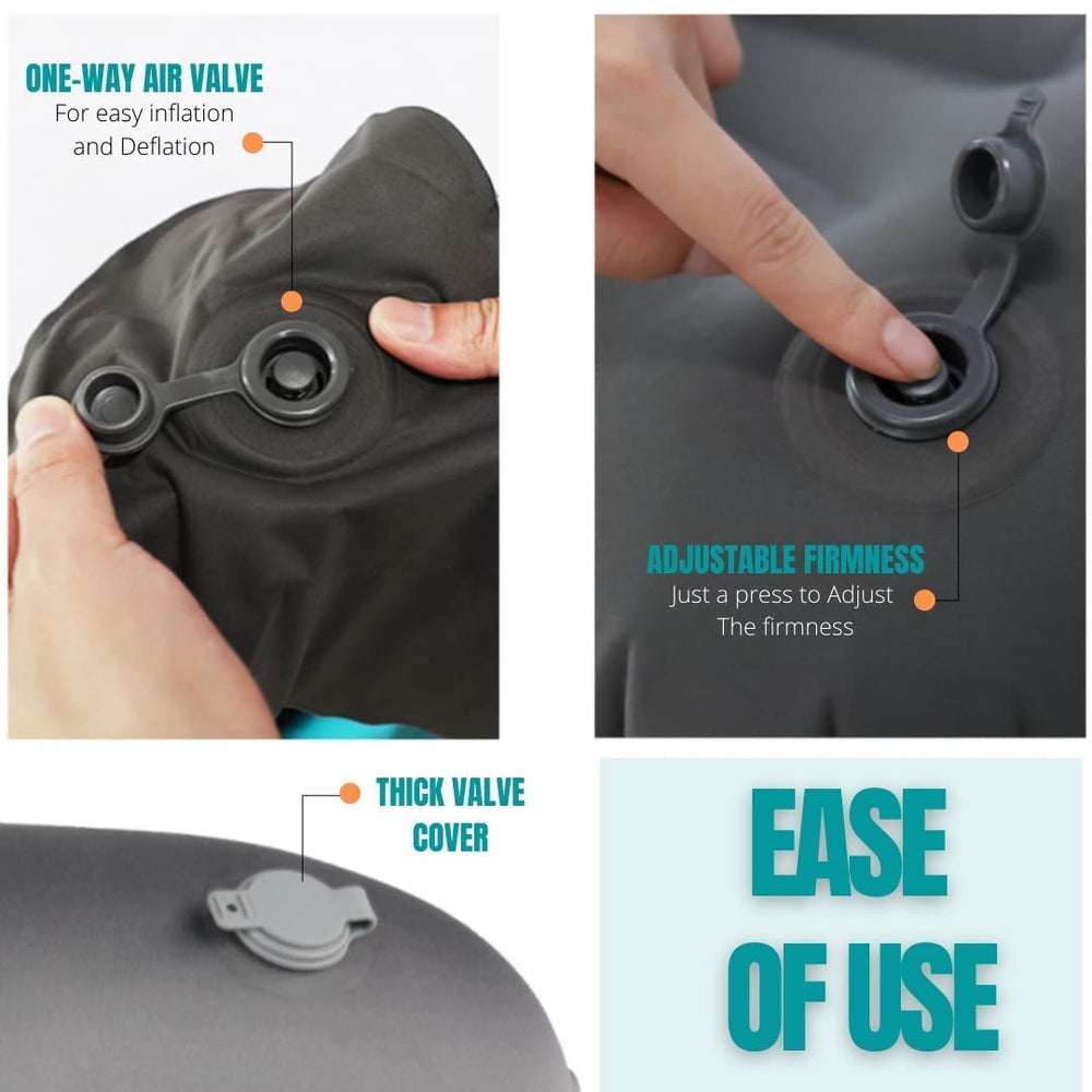 CAMPWAY Ultralight Pillow in travel setup with backpack ready.