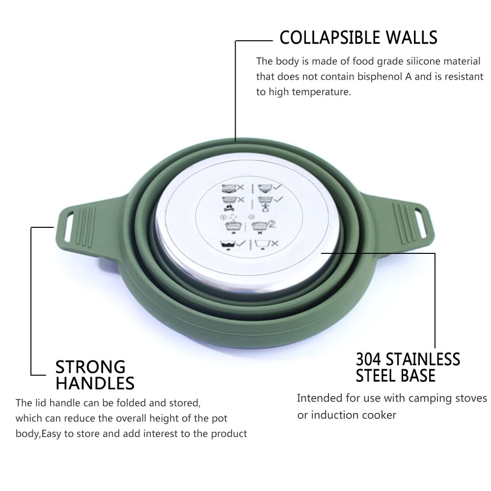 CAMPWOLF collapsible pot folded in pack, ultra-compact storage for any outdoor adventure.