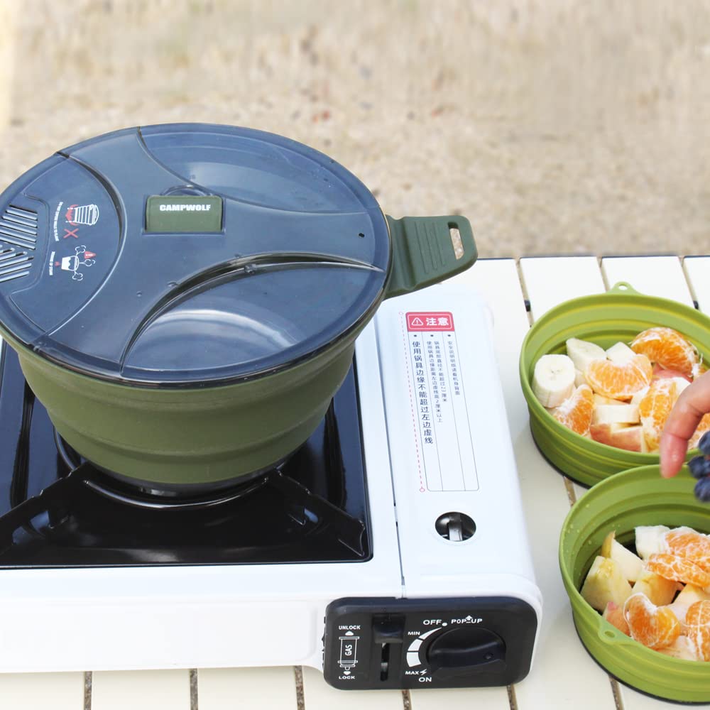 CAMPWOLF lightweight camping gear image, 1.08 lb pot ready for travel.