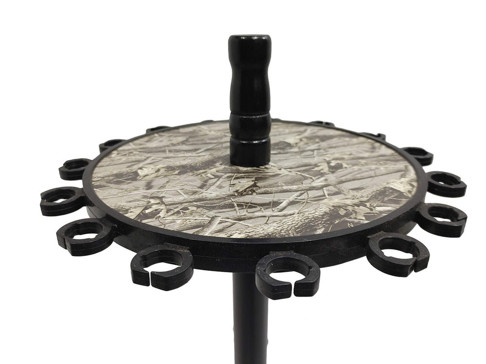 Camo round floor rack displaying 15 rod capacity