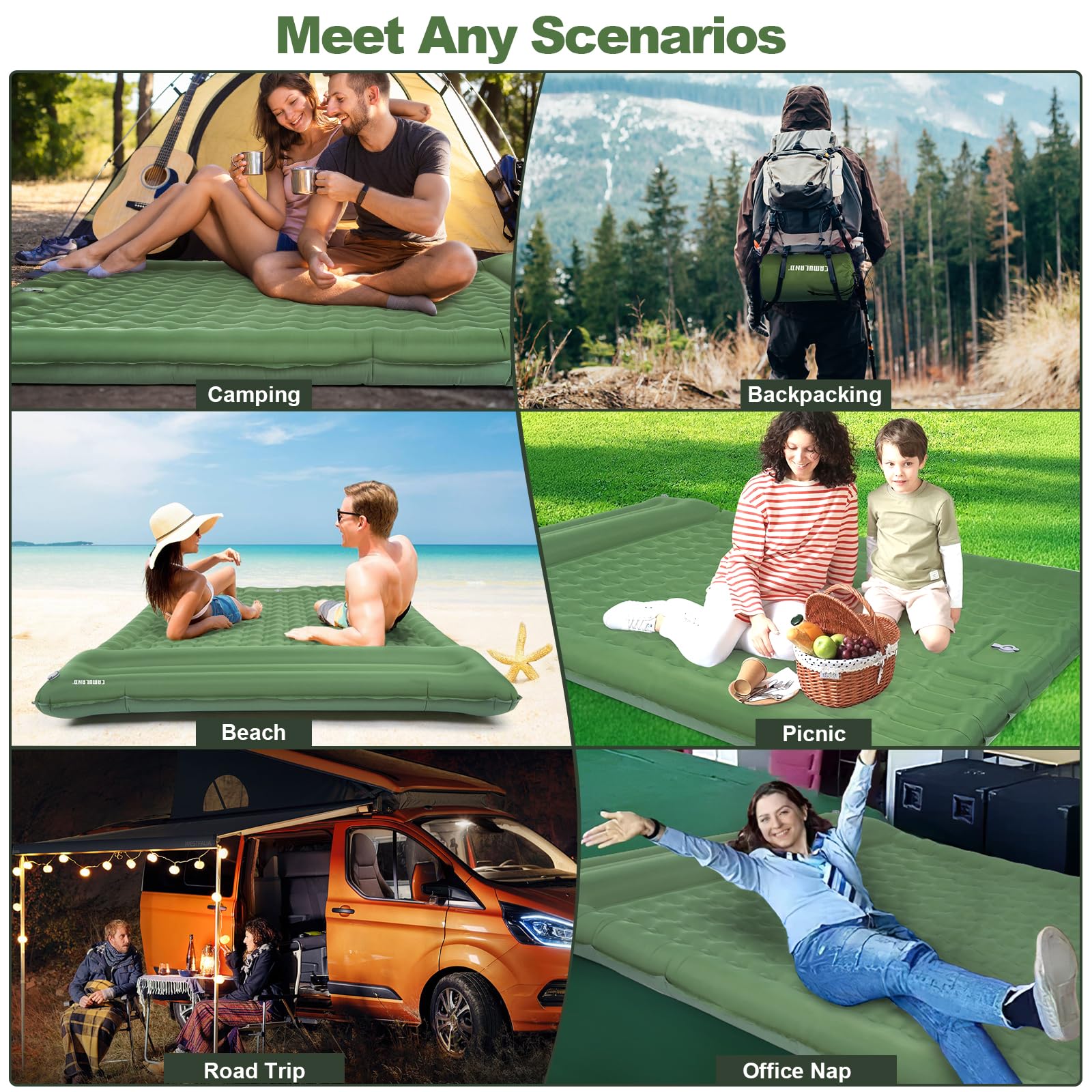 CAMULAND 4.7-inch thick sleep surface cushions the body for warmth