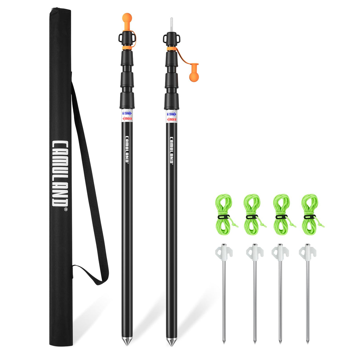 CAMULAND non-slip-bottom tarp pole stabilizes canopies on uneven ground.