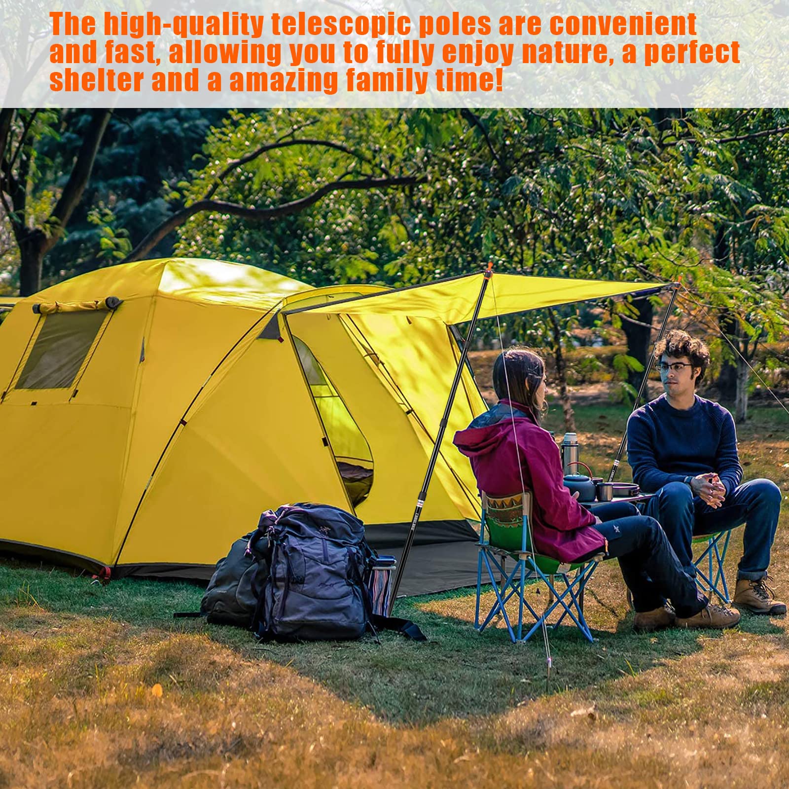 CAMULAND tarp pole carry-bag-storage highlights compact storage with two-pole sets
