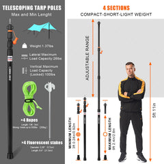 CAMULAND tarp pole cork-base shows stable non-slip support on uneven ground