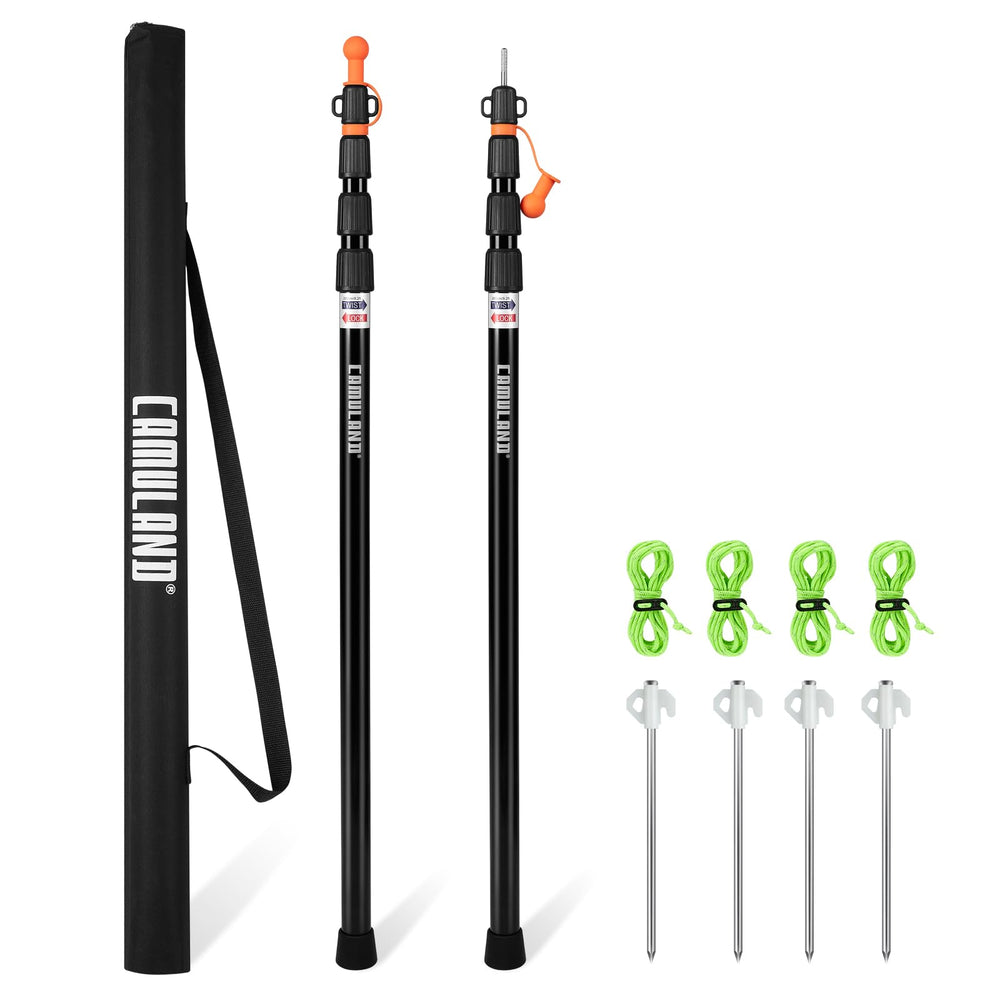 CAMULAND tarp pole extend-retract demonstrates telescoping range for versatile shelter setups