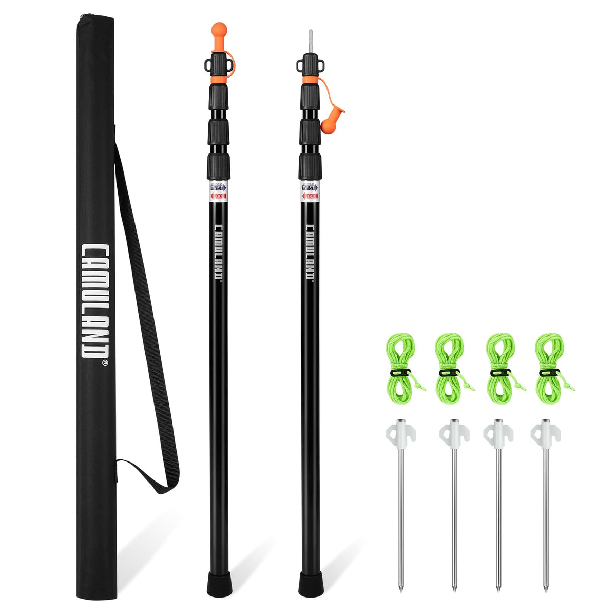CAMULAND tarp pole extend-retract demonstrates telescoping range for versatile shelter setups