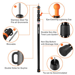 CAMULAND tarp pole four-segment-lock displays sturdy twist-lock for quick height changes
