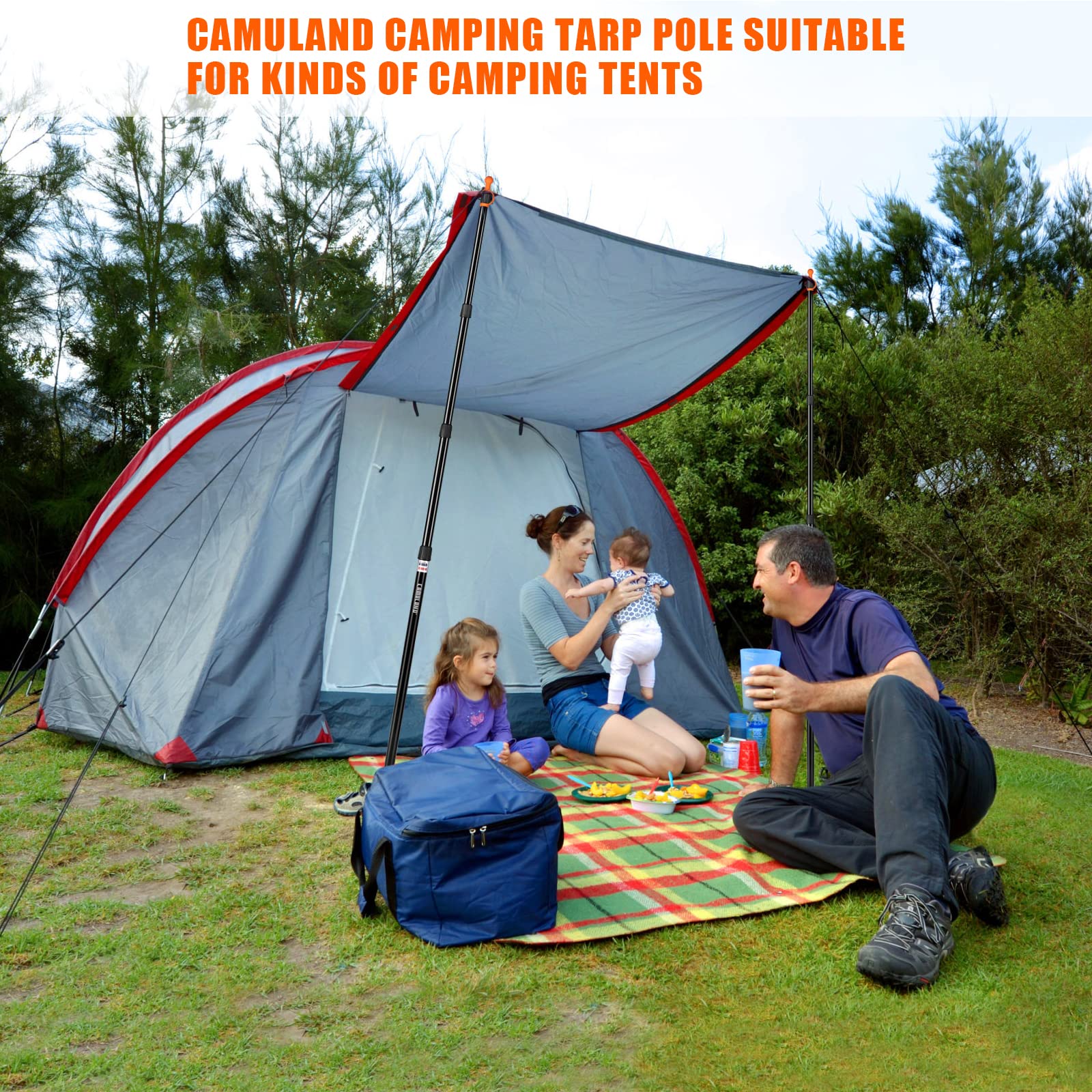 CAMULAND tarp pole stainless-tip highlights durable tip for reliable stake contact
