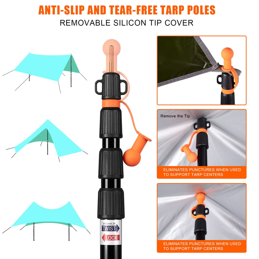 CAMULAND tarp pole weep-holes indicate rain-safe design to prevent water pooling
