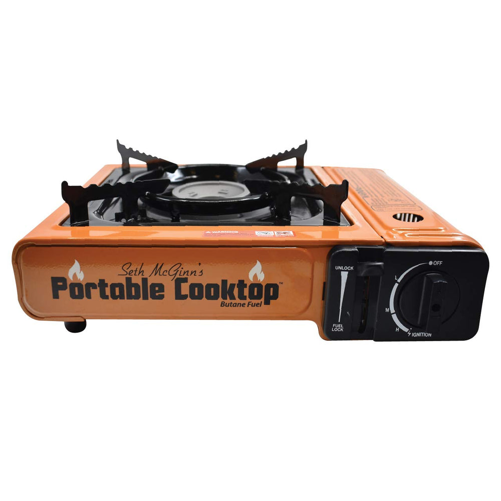 CanCooker portable burner in a camping setup shows quick, easy meals on the go.