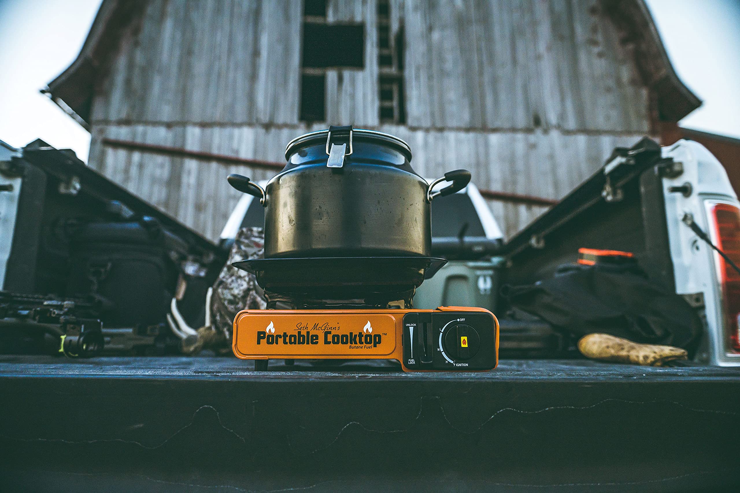 CanCooker burner shown with carry case simplifies packing for trips.