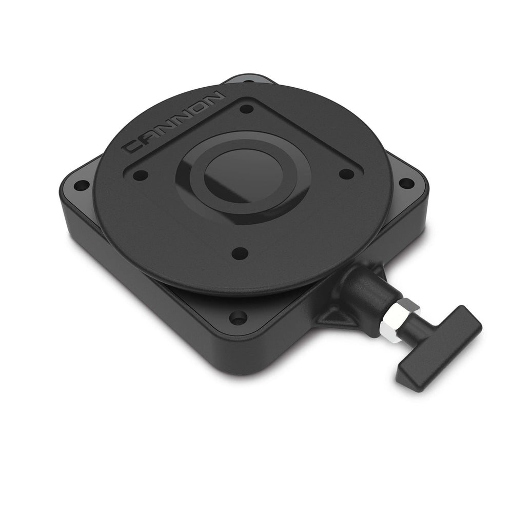 Cannon 2207003 low-profile swivel base on deck for stable downrigger mounting.