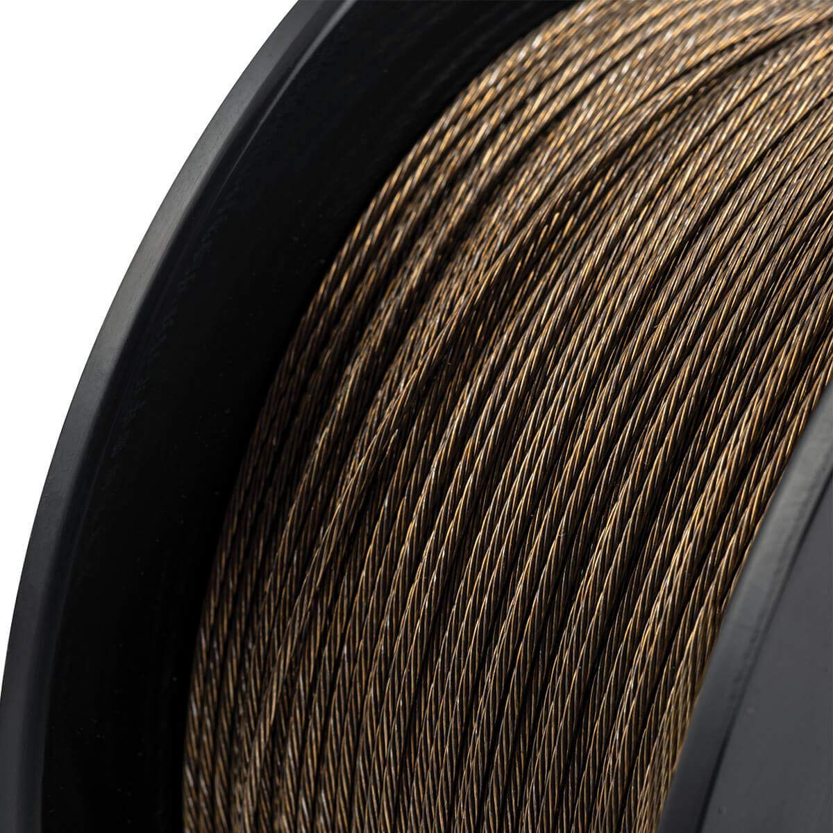 Cannon downrigger cable showing 7-strand braided construction for smooth spooling.