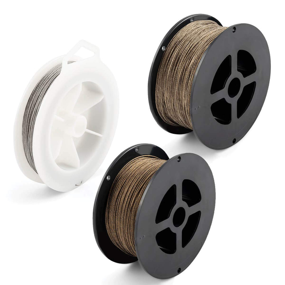 Cannon downrigger cable with 7-strand braid minimizes kinks for reliable use.
