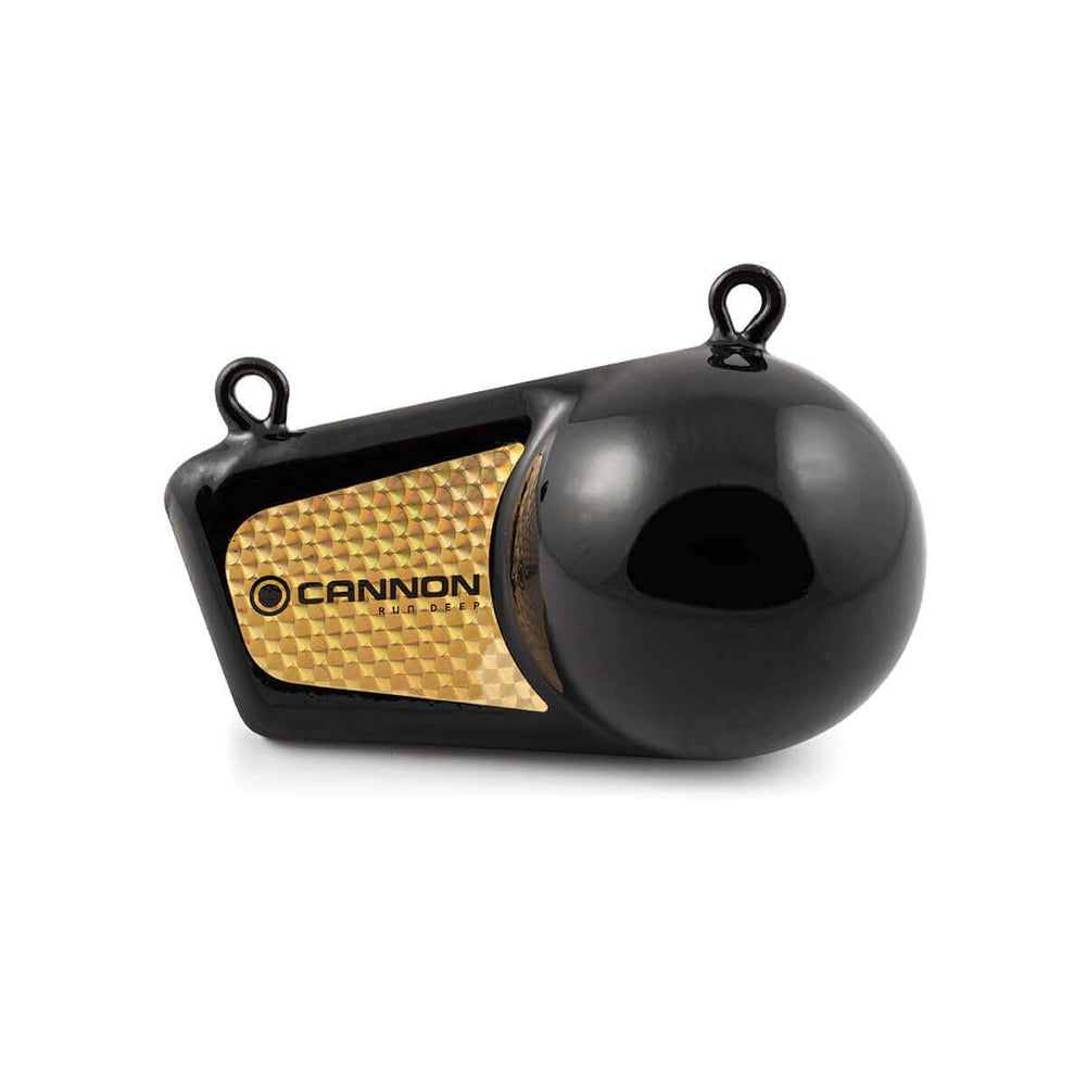 Cannon downrigger weight with prism-fin increases visibility to fish