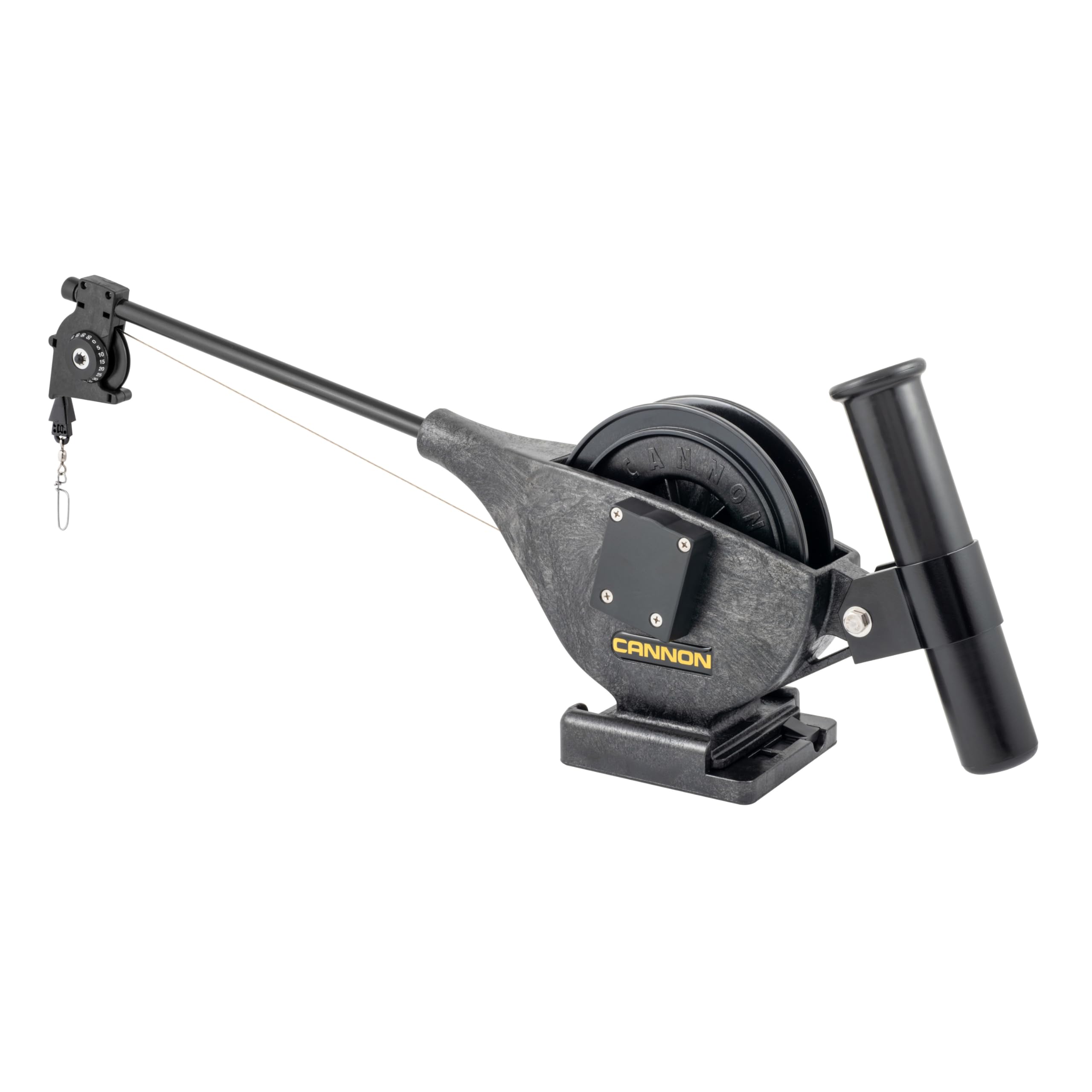 Cannon Lake Troll manual downrigger with boom for precise depth control.