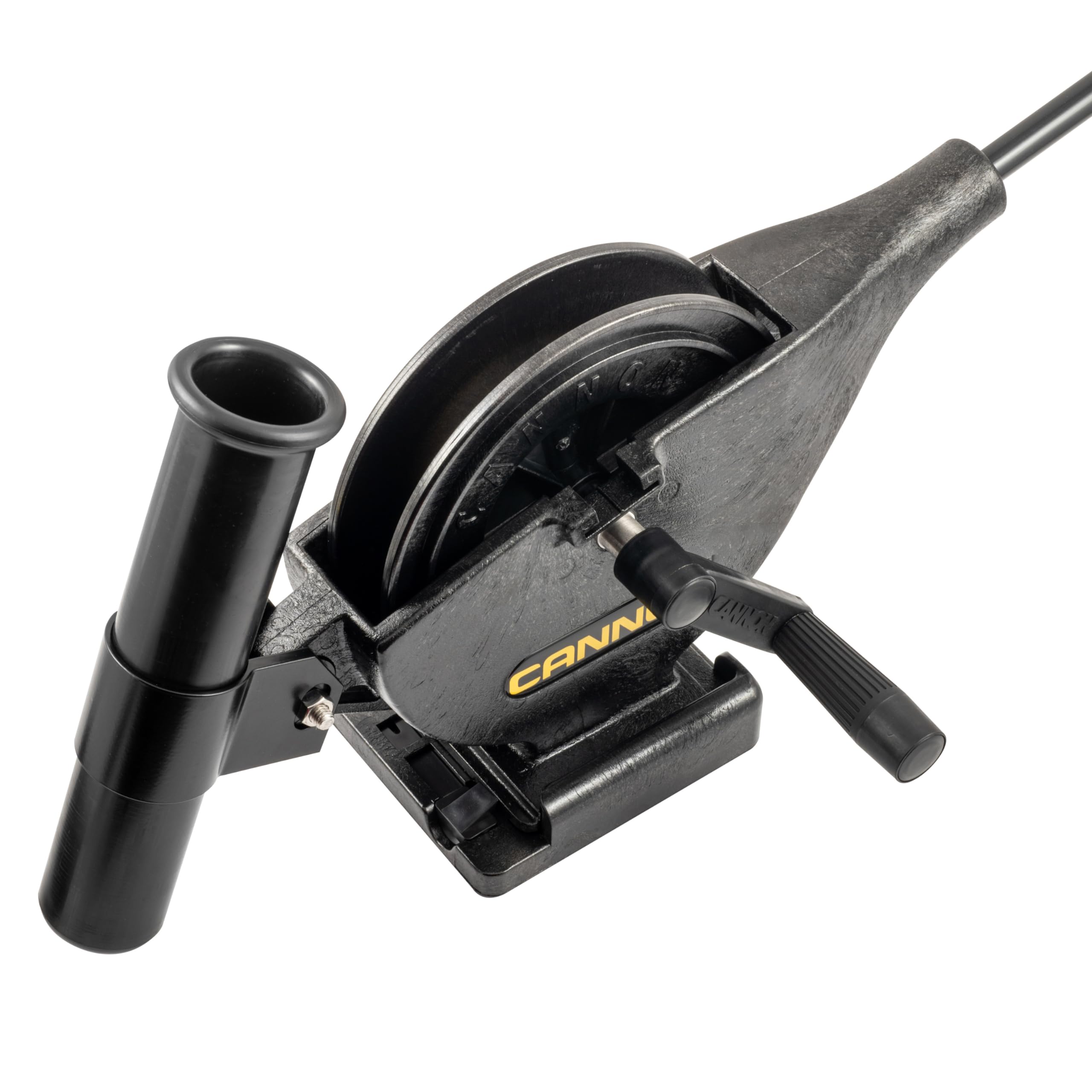 Cannon Lake Troll manual downrigger pre-spooled with stainless steel cable.