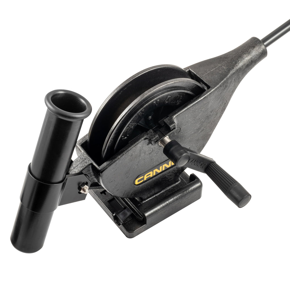 Cannon Lake Troll manual downrigger pre-spooled with stainless steel cable.