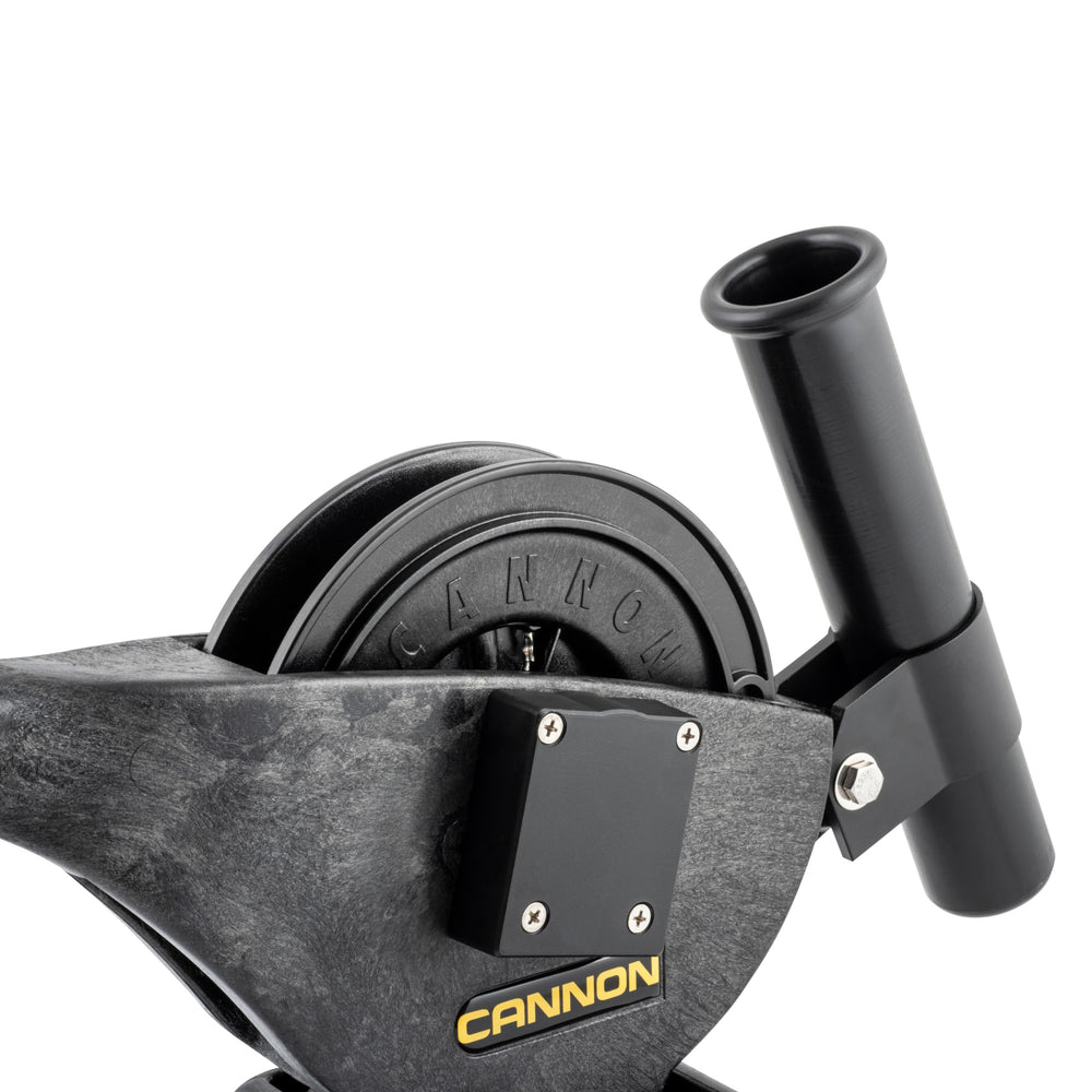 Cannon Lake Troll downrigger tube-style rod holder provides stability.