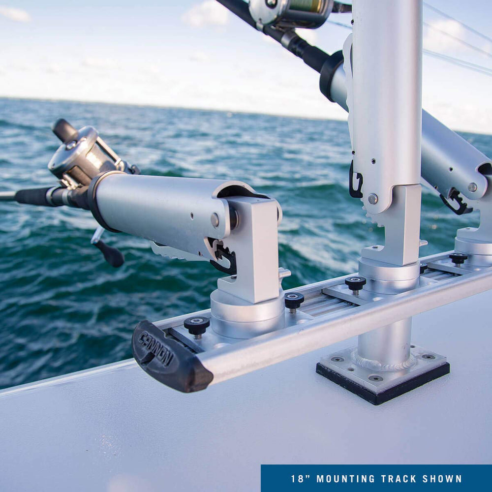 Cannon long track enables multi-rod trolling and tournament spreads.