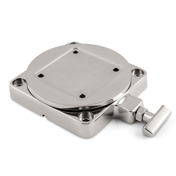 Cannon low-profile swivel downrigger base on a boat demonstrates compact, secure mounting.