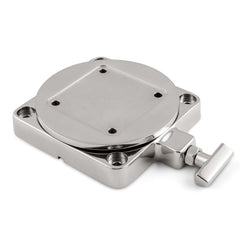 Cannon low-profile swivel downrigger base on a boat demonstrates compact, secure mounting.