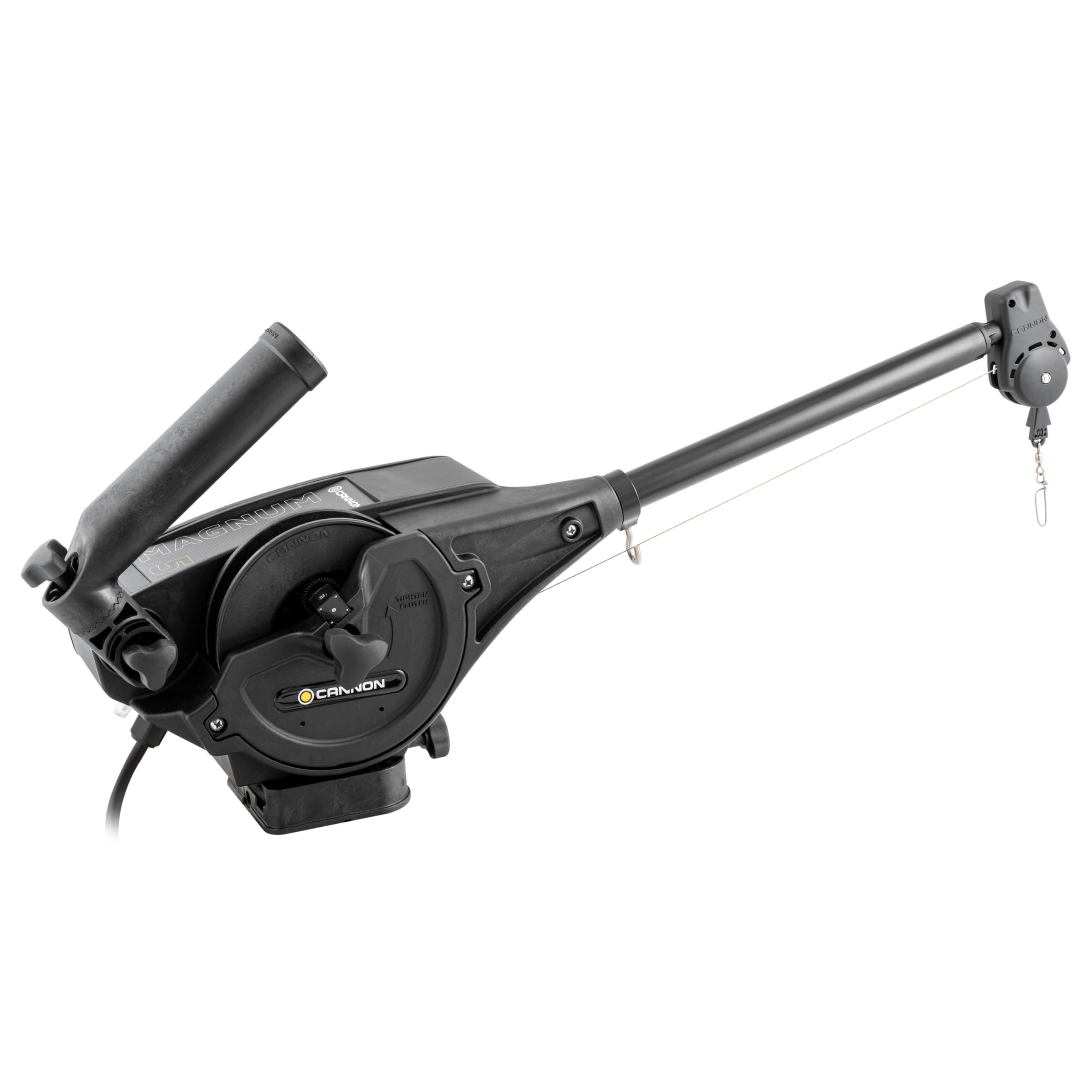 Cannon Magnum 5 downrigger in action with fast retrieval for quick line deployment.