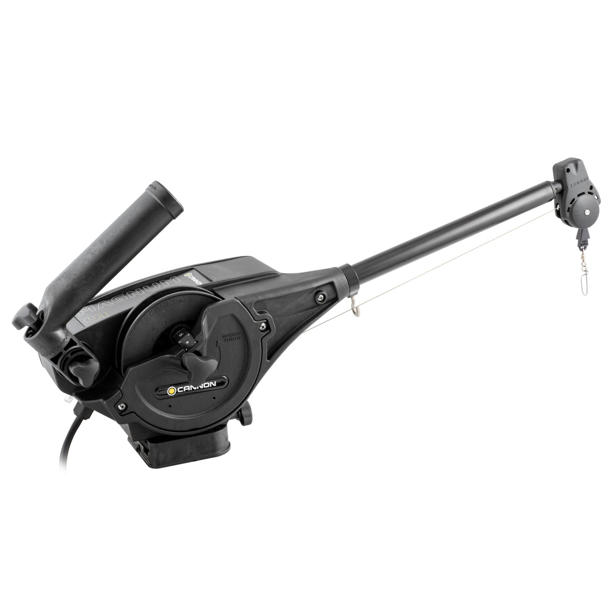 Cannon Magnum 5 downrigger in action with fast retrieval for quick line deployment.