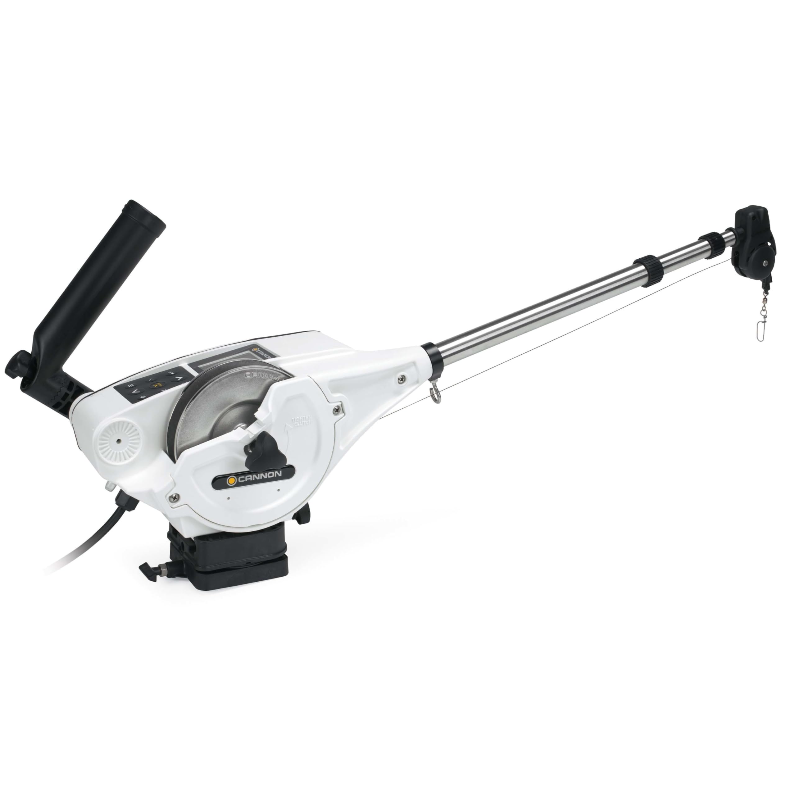 Cannon Optimum 10 TS downrigger display showing trolling data for precise depth control.