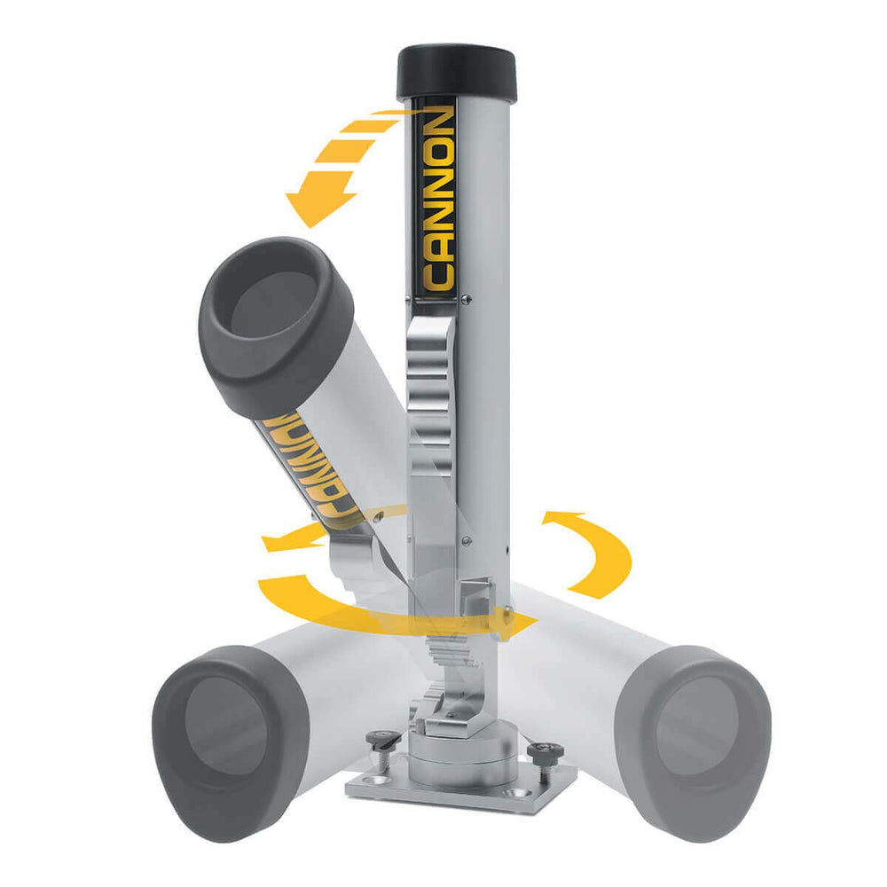 Cannon pistol grip quick release for one-handed angle changes during active fishing