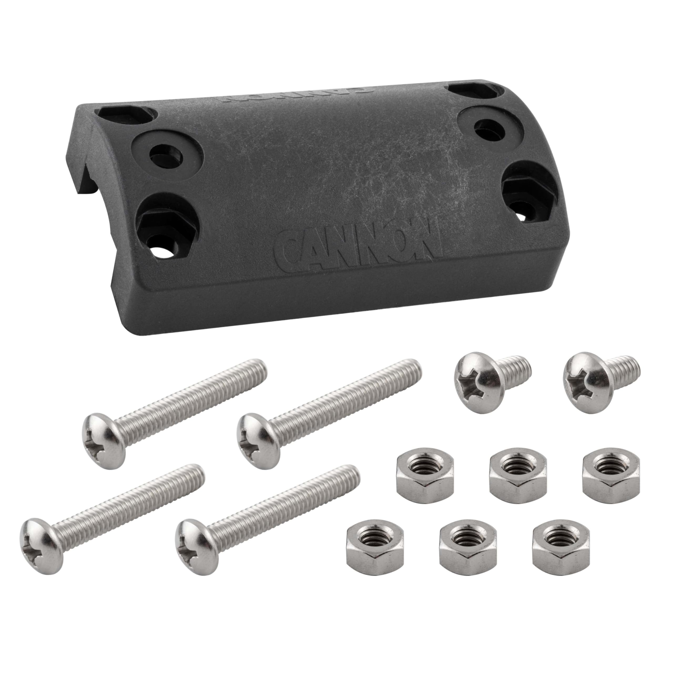 Cannon rail mount adapter clamp-on design on rails for deck-free mounting.