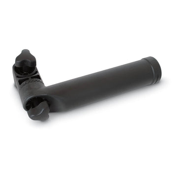 Cannon rail mount adapter on boat rails enables secure rod mounting.