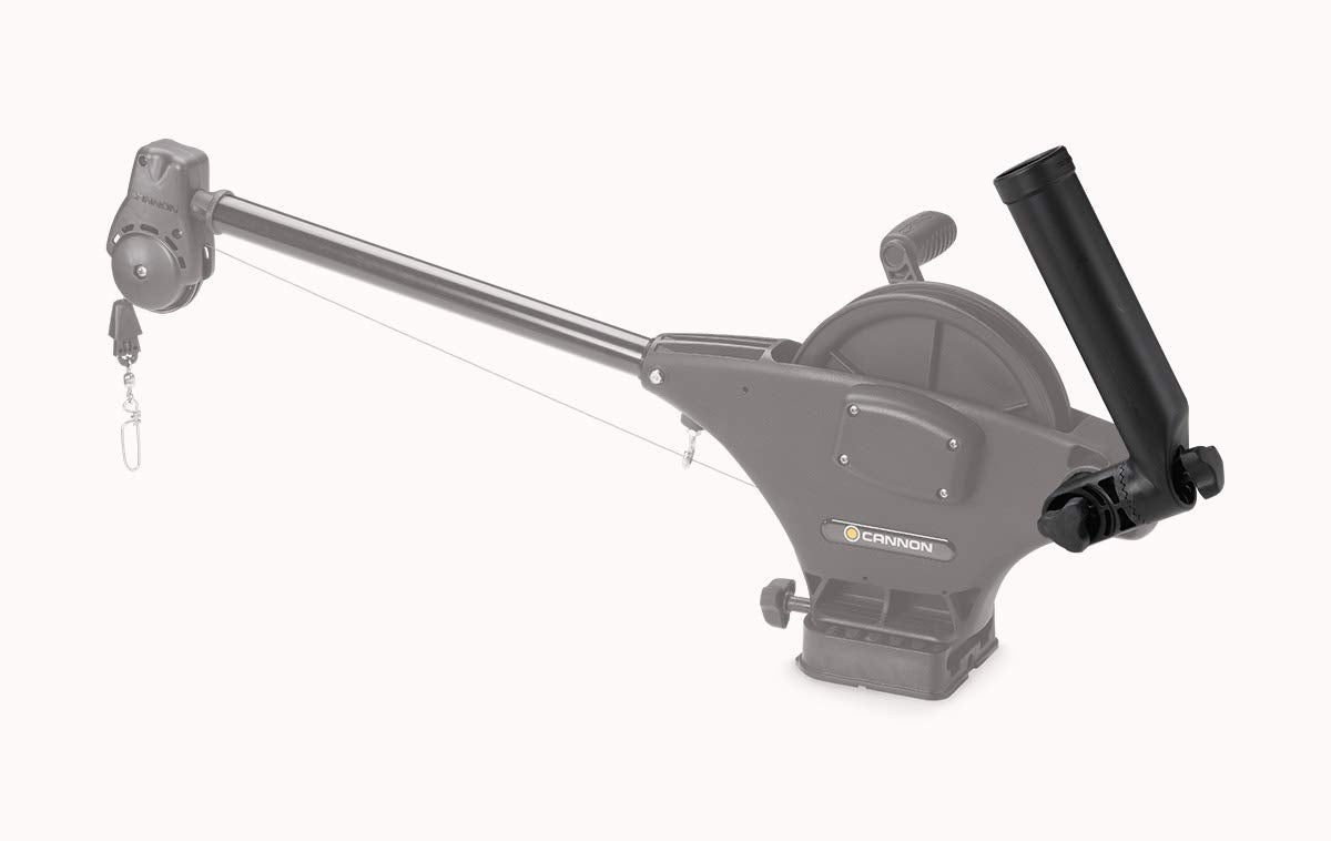 Cannon rear-mount rod holder in use keeps lines clear.