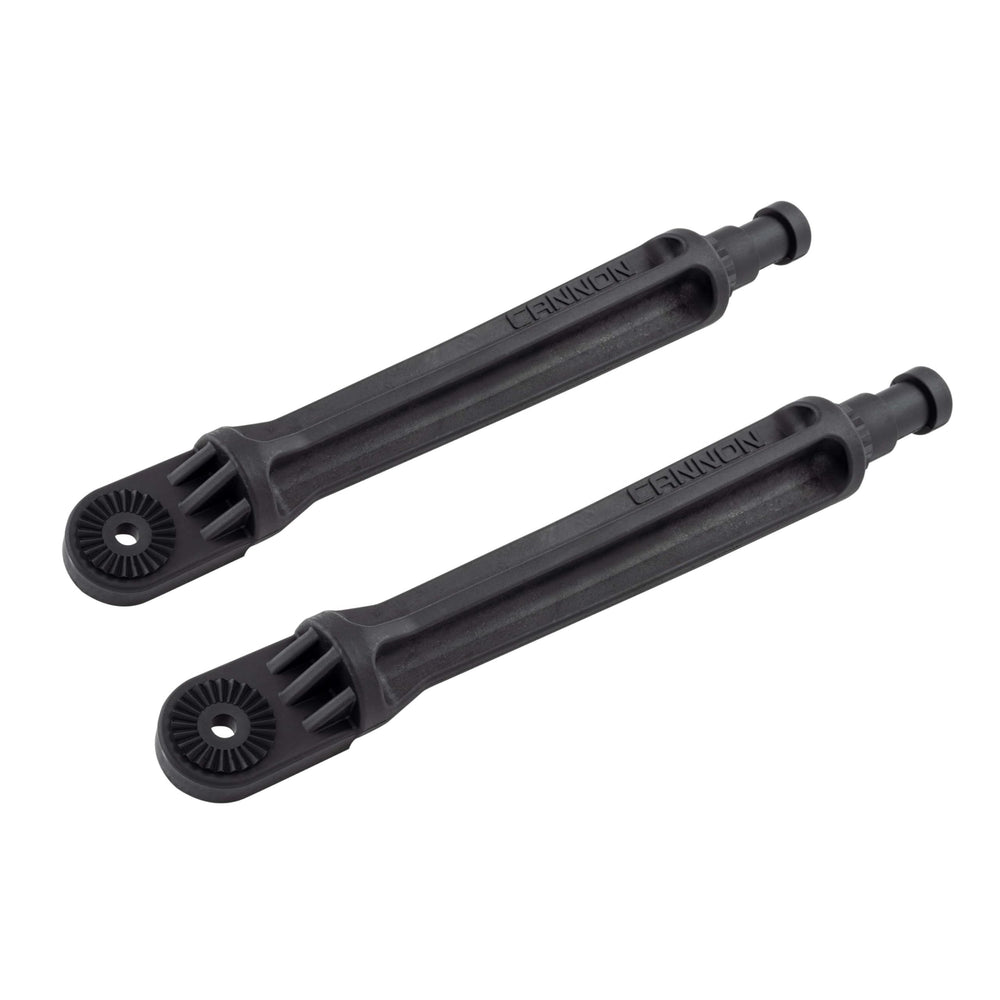 Close-up of quick-release pistol grip and locking mechanism on rod holder