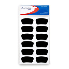 Cannon Sports black under-eye stickers reduce glare for football, baseball, and lacrosse.