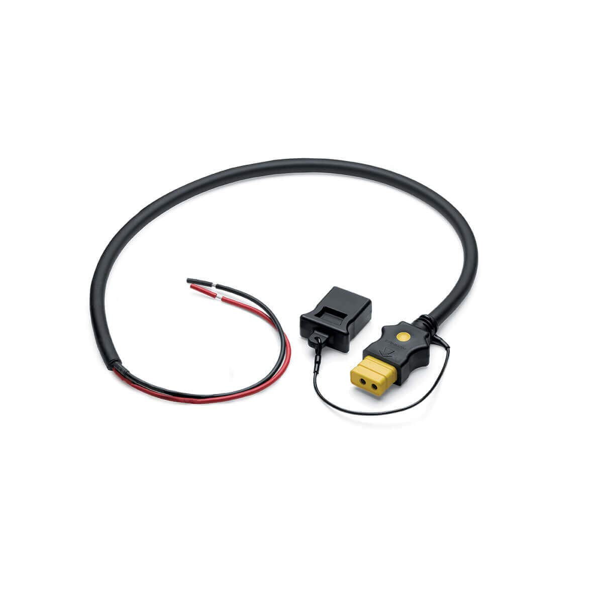 Cannon tethered end cap on battery cable prevents loss and corrosion.