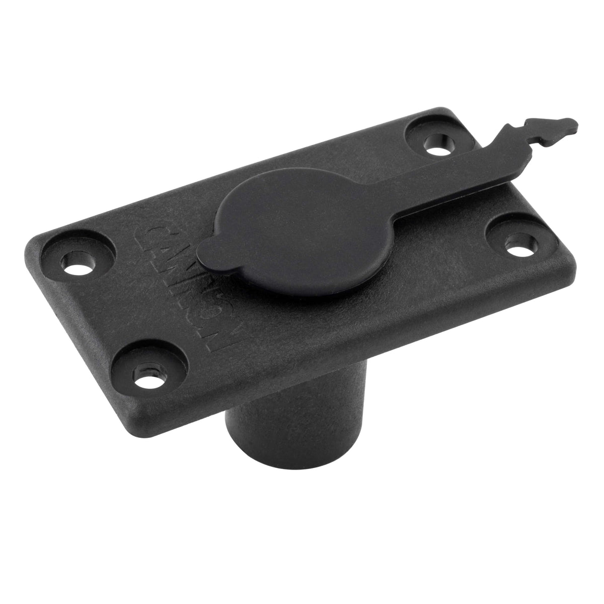 Cannon three-position rod holder flush-mount on a boat deck for a clean, streamlined setup