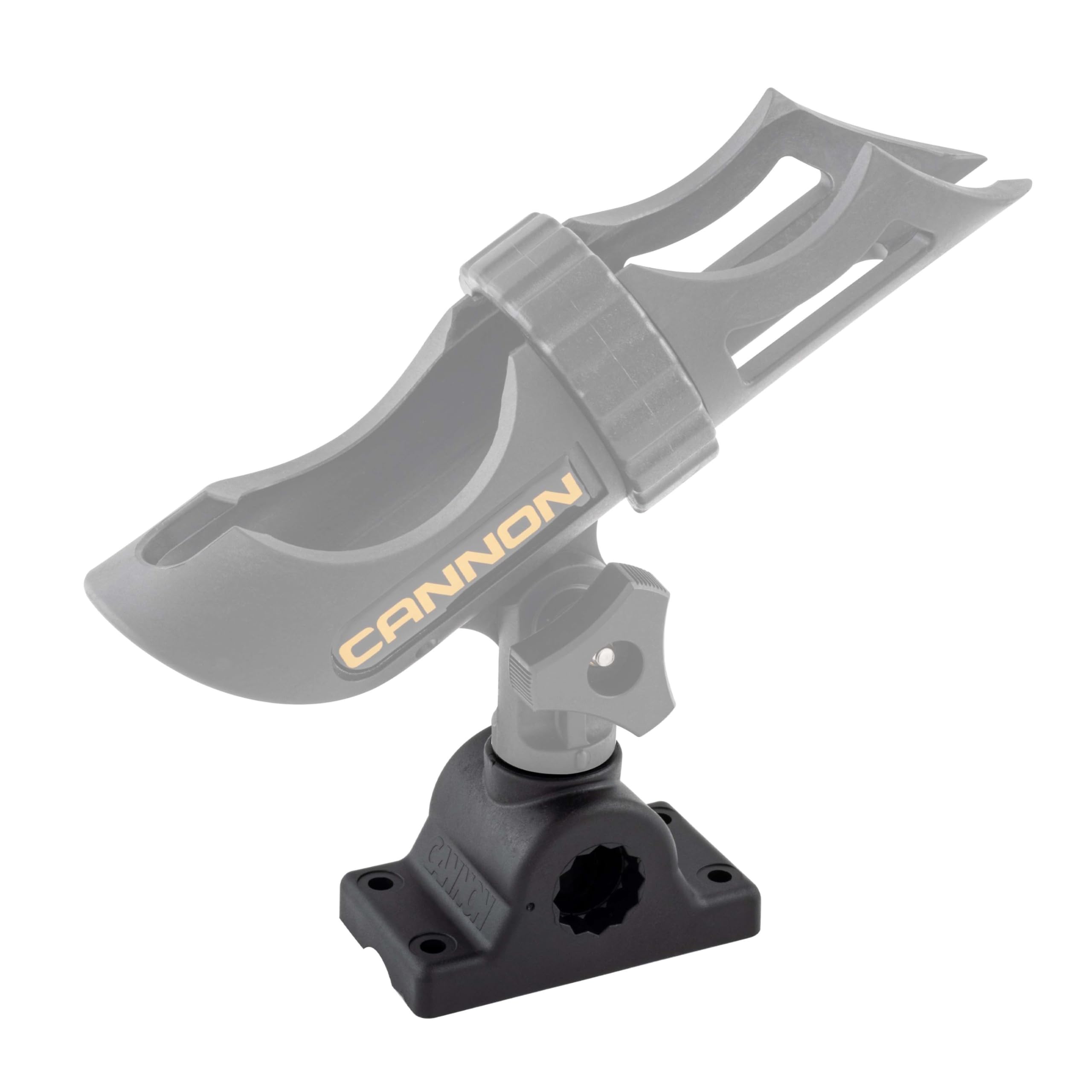 Cannon trolling setup with adapter simplifies rod holder positioning
