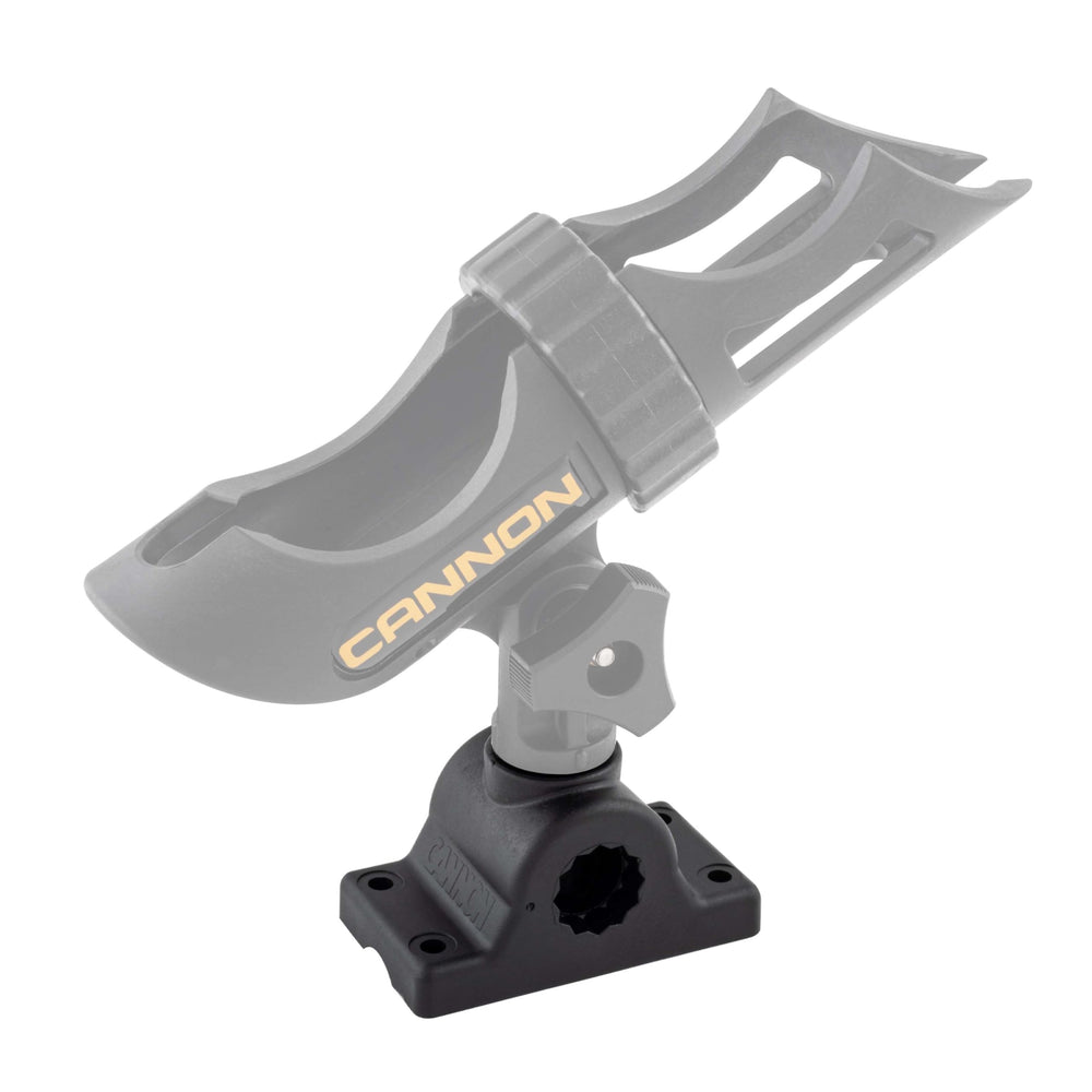 Cannon trolling setup with adapter simplifies rod holder positioning