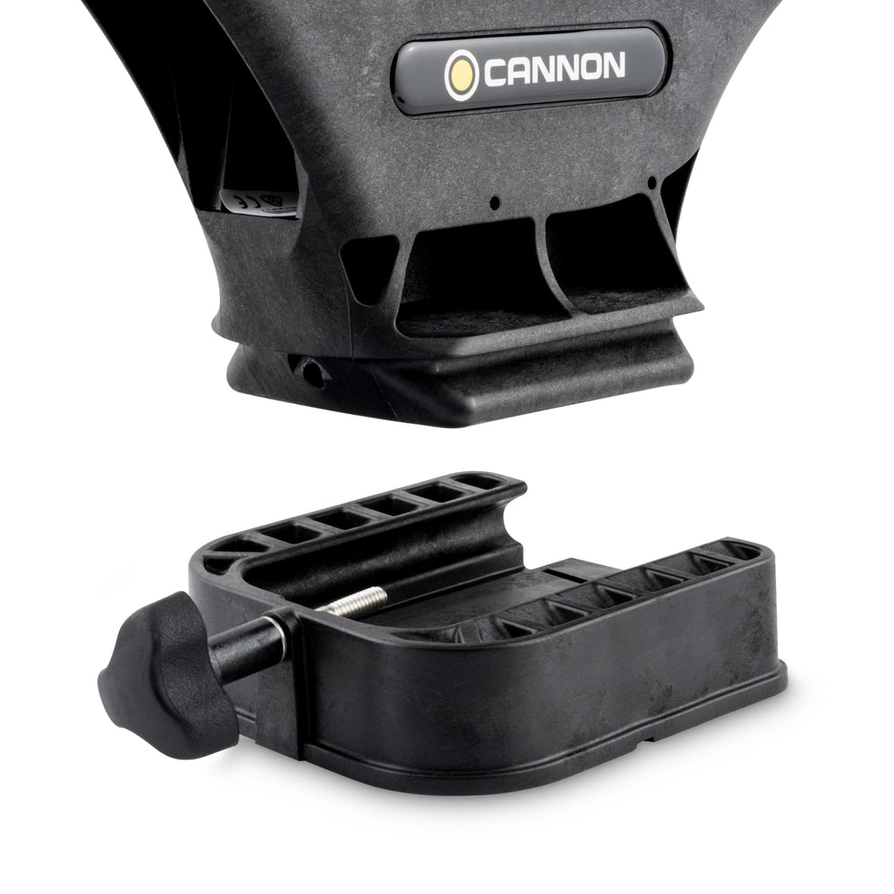 Cannon Uni-Troll 5 ergonomic crank handle supports quick line retrieval.