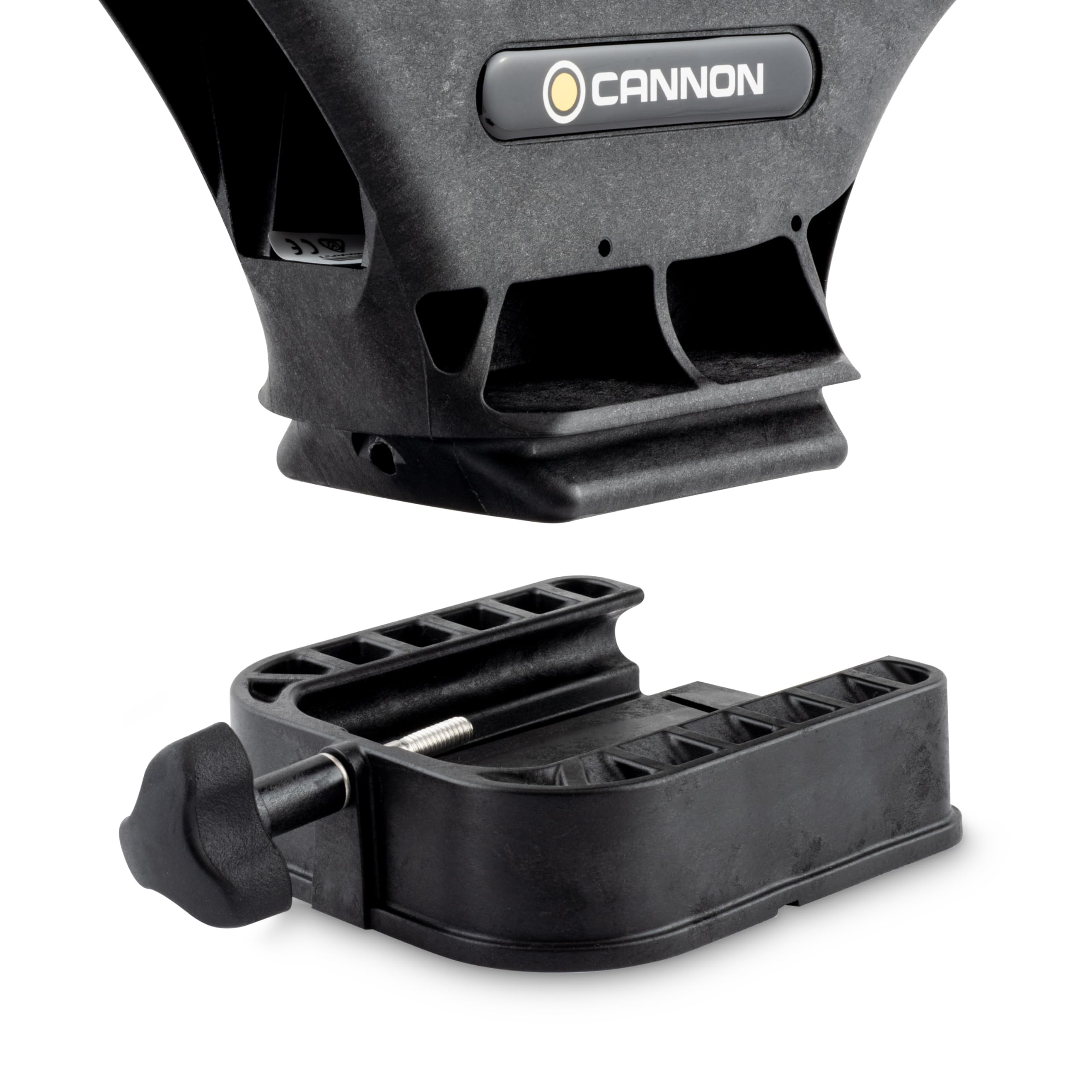 Cannon Uni-Troll 10 STX dual-axis rod holder adds mounting versatility.