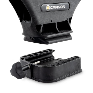 Cannon Uni-Troll 10 STX dual-axis rod holder adds mounting versatility.