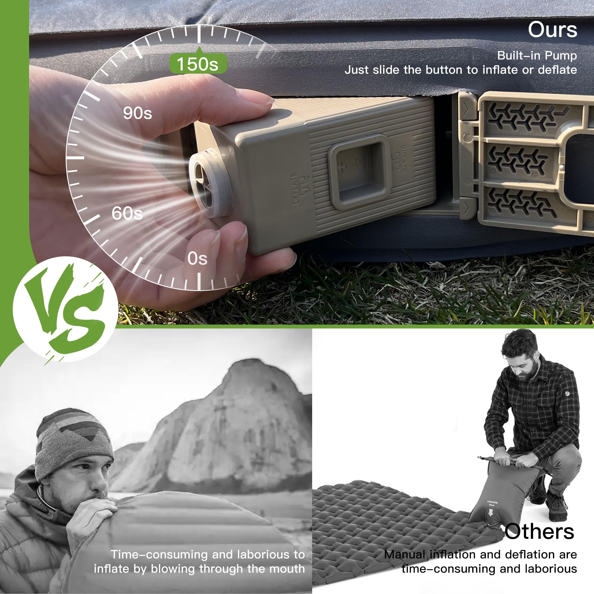 Canodoky sleeping pad quiet surface minimizes outdoor crinkles.