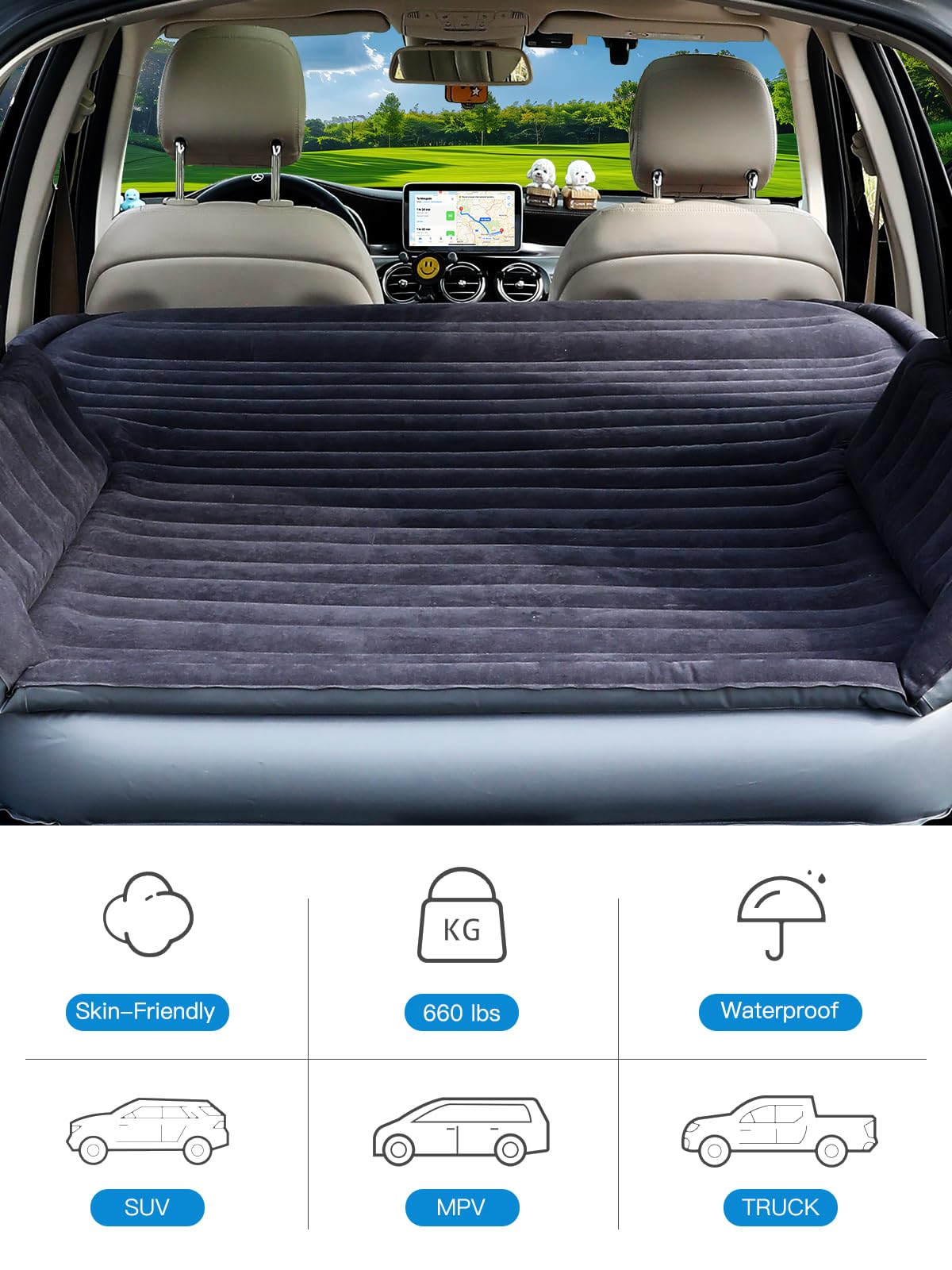 Canodoky SUV air mattress supports up to 660 lb for stable camping use.